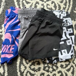 Nike and Adidas Kids Shorts - Pink, Gray, Black and White.